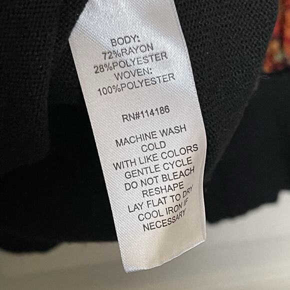 89th‎ + Madison Floral Sheer Sleeve Top Size 2X Black Stretch Whimsical boho - Picture 4 of 5